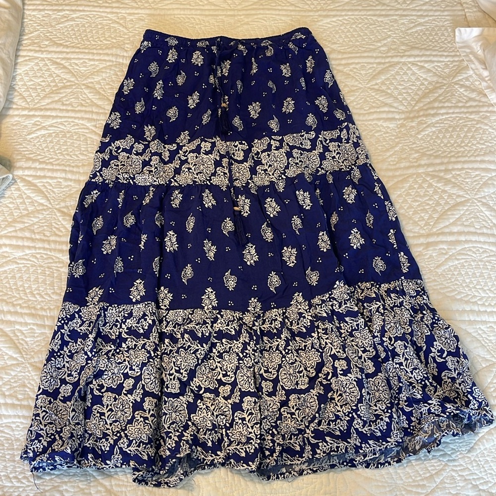 Beach, maxi skirt, blue and white, size S